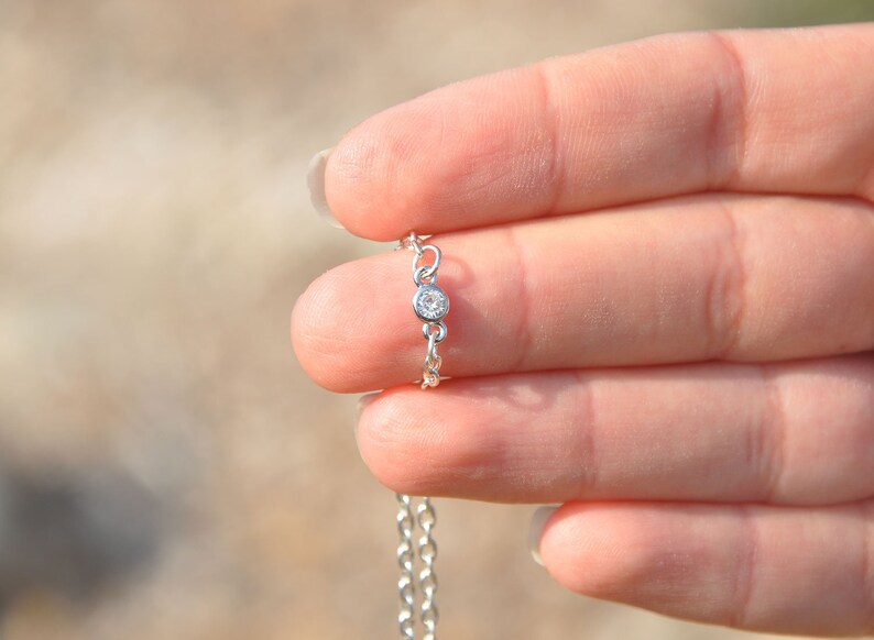 Dainty Cubic Zirconia Diamond Delicate Simple Gift Minimalist Jewelry Sterling Silver Tiny CZ Diamond Bracelet Solitaire Bracelet