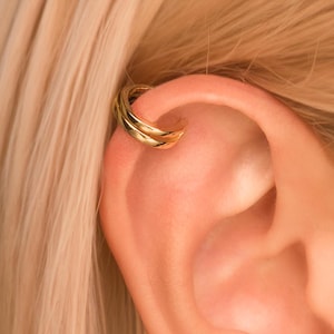 Dainty Cartilage Ear Cuff • No Piercing Required • Double Helix Earcuff Earring • 18K Gold Vermeil or Sterling Silver