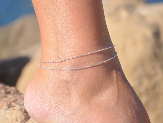 RoseGold Ankle Bracelet for Women - Adjustable Dainty Layered Chains,Heart  Anklets for Girls - Fashion Stainless Steel Link Foot Jewellery RoseGold -  A