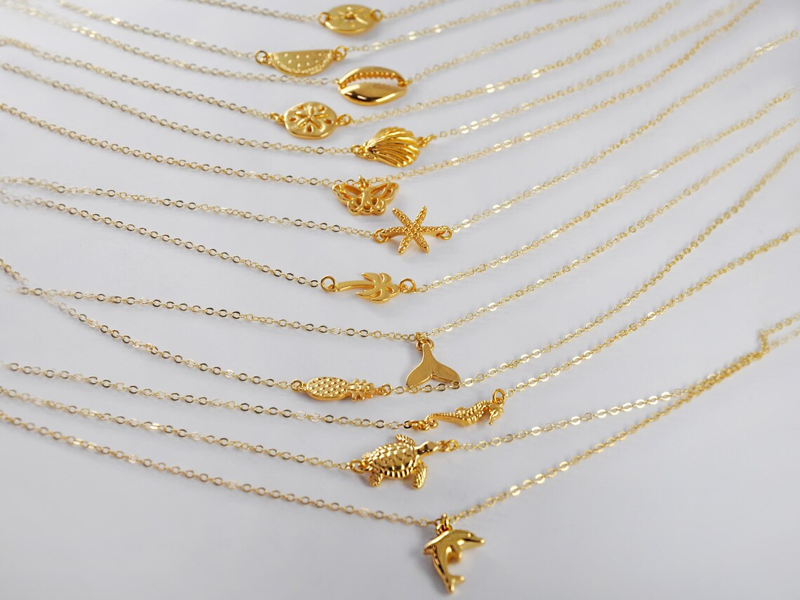 Gold Ocean Necklace Gold or Silver Ocean Charm Necklace for Etsy