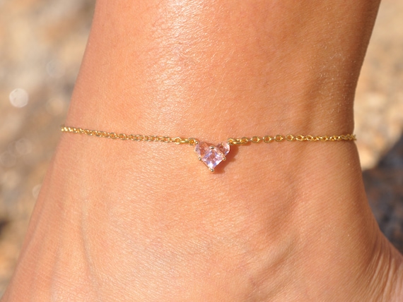 Anklet with Pink and Yellow Cubic Zirconia Nontarnish Sterling Silver Anklet with Pink and Yellow Cubic Zirconia Nontarnish Sterling Silver
