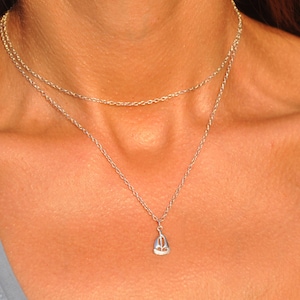 Layered Tiny Sailboat Necklace - Sterling Silver Sailboat Necklace - Layering Sailboat Necklace - Sailing, Nautical Necklace with a Sailboat