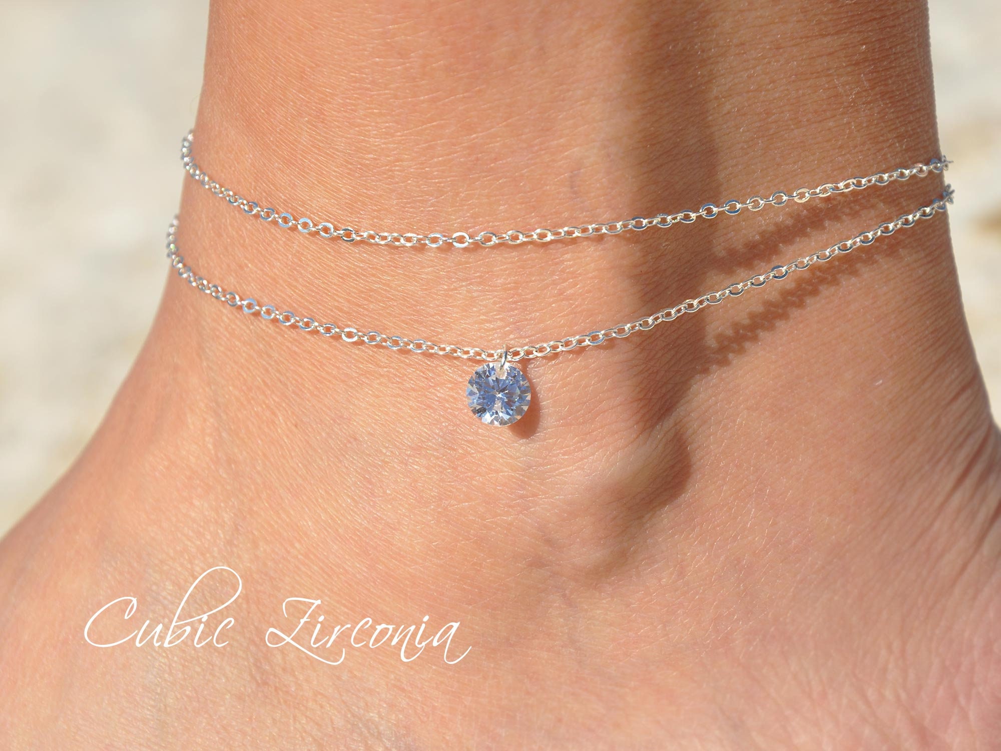 Layered CZ Diamond Anklet Ankle Bracelet for Women Layering Etsy
