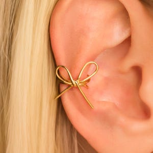 Dainty Bow Ear Cuff Earring • No Piercing Required • Gold Vermeil or Sterling Silver