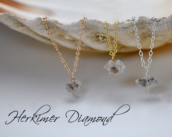 Dainty Herkimer Diamond Necklace in Sterling Silver Gold Fill and Rose Gold Fill by SeaSideMotifs