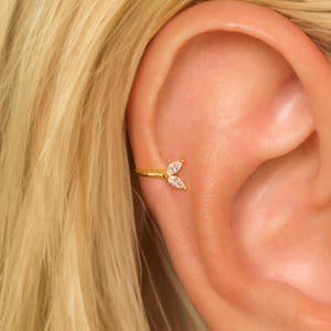 Dainty Ear Cuff Earring • No Piercing Required • Minimalist Flower Cartilage Ear Cuff • Nose Cuff • Helix • Gold Vermeil or Sterling Silver