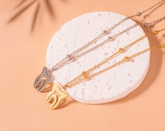 Personalized Tooth Pendant Necklace • PVD Stainless Steel