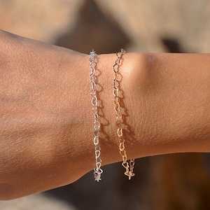 Sterling Silver Heart Chain Bracelet | Heart Link Chain Bracelet, Chain of Hearts, Dainty Heart Link Bracelet