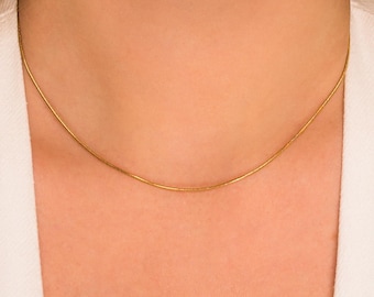 Thin Snake Chain Necklace, Gold Silver Rose Gold Plated Stainless-steel, Tarnish Resistant