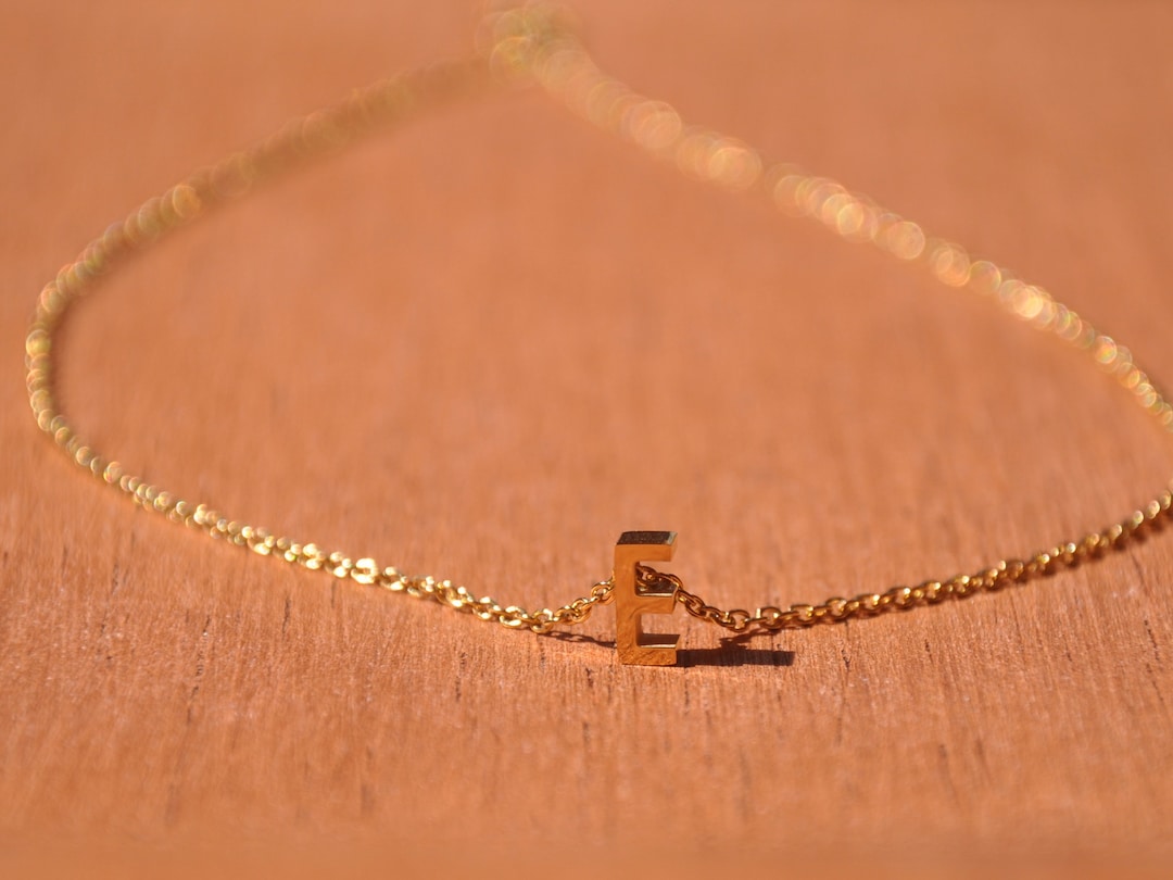 E Necklace Waterproof Necklace With Letter E in Gold Silver Etsy