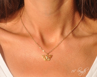 Dainty Butterfly Pendant Necklace, Gold, Silver or Rose Gold Platted. Summer Style