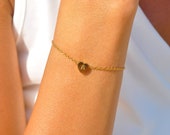 Gold Heart Bracelet | Initial Heart Bracelet, Gold Bracelet Gold Heart Bracelet | Initial Heart Bracelet, Gold Bracelet
