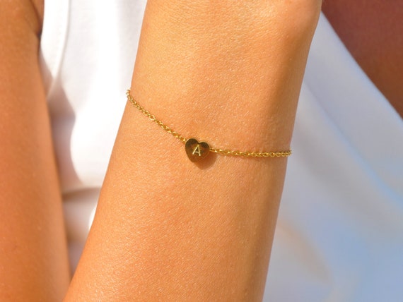14k Gold Initial & Bezel Diamond Bracelet - Zoe Lev Jewelry