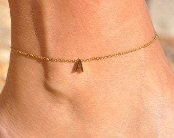 Initial A Anklet | Letter A Anklet | Gold Initial Anklet | Personalized Anklet | Name Anklet | Gold Anklet Initial | Anklet with a Letter