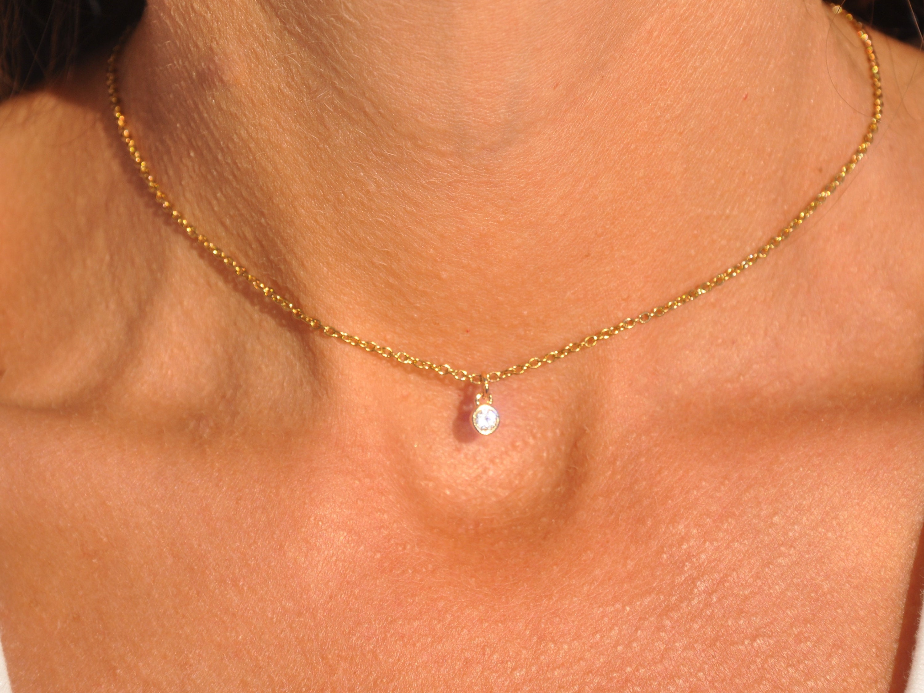 Gold chain with clearance small diamond pendant