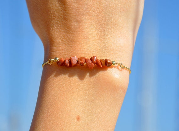 Beaded Sandstone Bracelet in Gold Fill Sterling Silver or Rose Gold by Seasidemotifs Personalize Your Raw Gold Sandstone Bracelet as Gift Etsy Canada