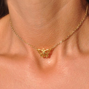 Butterfly Choker Necklace in Gold Silver and Rose Gold by SeaSideMotifs