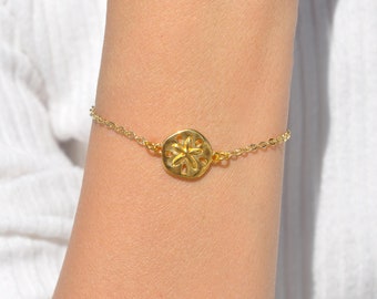 Sand Dollar Bracelet | Personalized Sand Dollar Bracelet in Gold or Silver, Sea Life Bracelet, Perfect Ocean Lover Gift