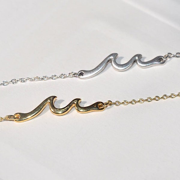 Wave Ankle Bracelet | Personalized Gold, Silver Ocean Wave Charm Anklet for Women, Swimmer, Surfer Gift, Sea Wave Anklet, Beach Jewelry