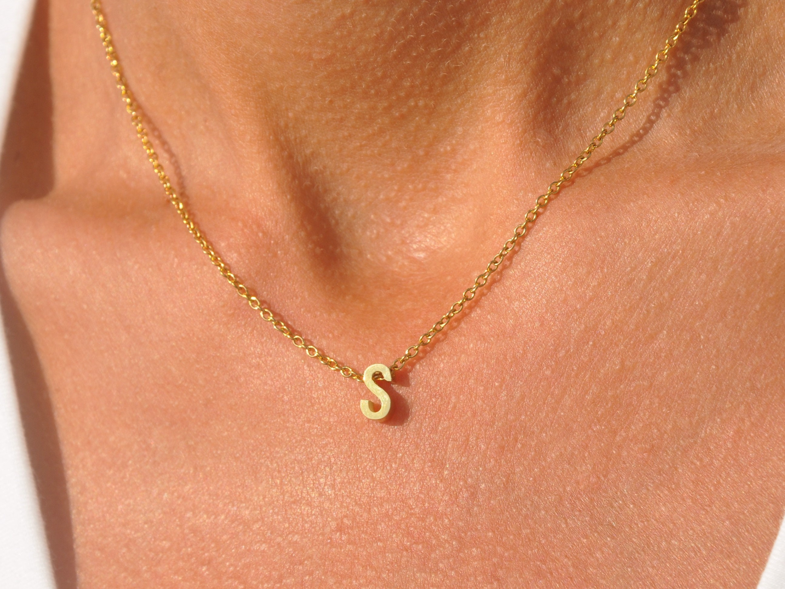 S Necklace Initial S Necklace Letter S Necklace Personalized