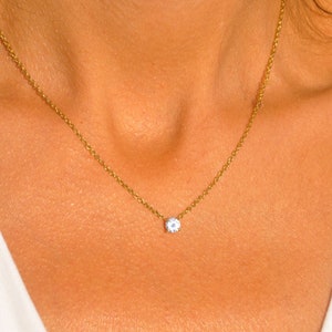 Solitaire Necklace Delicate CZ Necklace Minimalist Bridesmaid Necklace Best Bridesmaid Proposal Gift Idea Box Wedding Party Favors