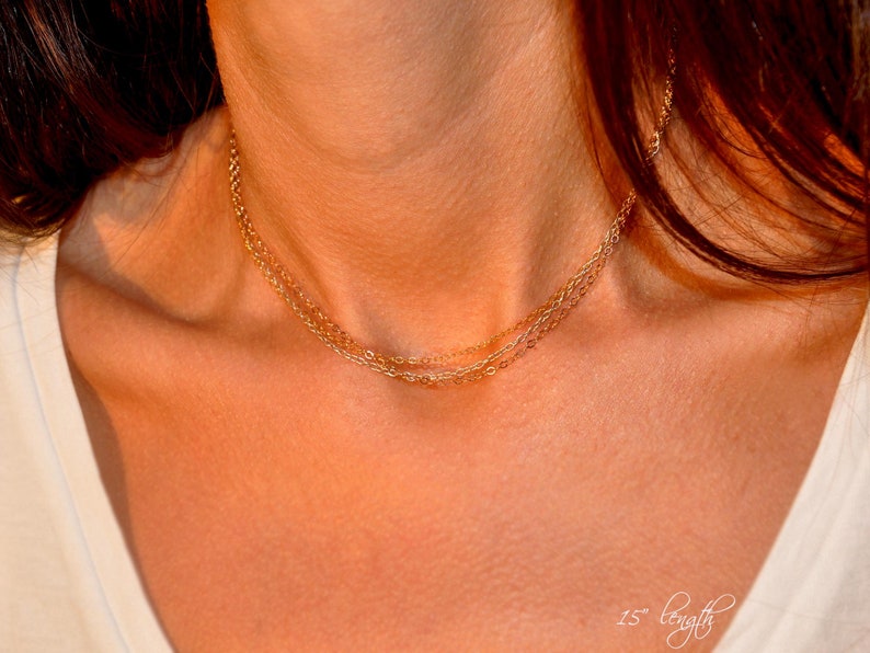 Mixed Metal Necklace Dainty Chain Three Color Necklace Layering Multi Color Necklace Gold Silver Rose Gold Short Chain Choker Necklace