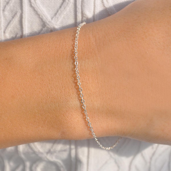 Silver Chain Bracelet | Silver Plated or Sterling Silver Bracelet, Dainty Bracelet, Basic Chain Silver Bracelet, Minimalist Simple Bracelet