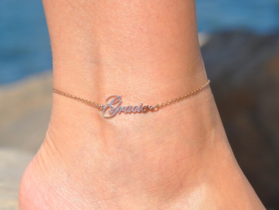 Name anklet rose best sale gold