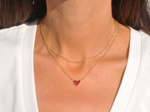 Red layered necklace online