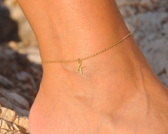 Gold Filled Initial Anklet | Personalized Anklet, Custom Letter Ankle Bracelet, Gold Anklet, Name Anklet, Friendship, Gift for Her SSM-507