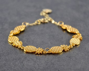 Pineapple Link Bracelet in Gold and Silver by Sea Side Motifs