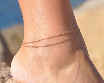 Minimalist 4 Pieces Gold Silver Tone Figaro /& Curb Chain Anklet Set