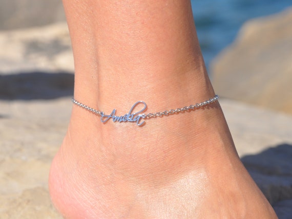 Sterling silver name anklet clearance