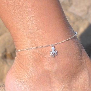 Octopus Anklet | Personalized Silver or Gold Tiny Octopus Anklet, Beach Anklet, Ocean Anklet, Sea Life, Octopus Jewelry