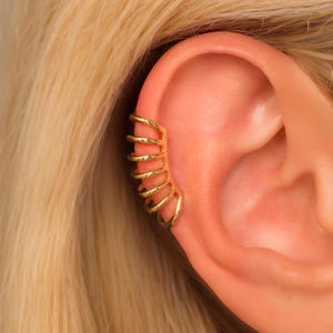 Multi Band Statement Ear Cuff • No Piercing Required • Gold Vermeil or Sterling Silver