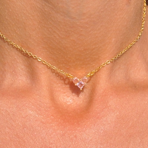 Pink Heart Choker Elegant CZ Heart Choker Necklace Pink and Gold Heart Choker Best Personalized Gift for Her Bridesmaid Proposal Gift Idea