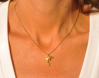 Gold Dolphin Necklace | Simple Silver or Gold Dolphin Pendant Necklace, Gold Necklace, Beach Necklace, Ocean Necklace, Gift for Her SM749