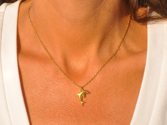 14K Gold School of 3 Dolphins Pendant