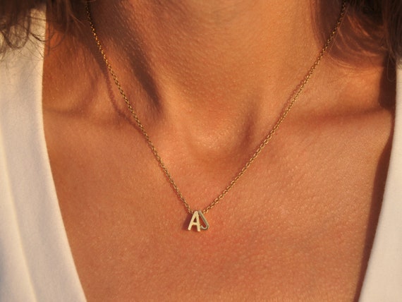 Two Sideways Initial Necklaces in 18k Gold Plating - MYKA