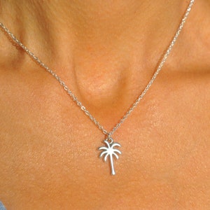 Silver Palm Tree Necklace | Coconut Tree Necklace, Silver Florida Tree, Personalized Silver Necklace with Palm Tree, Tropical Tree