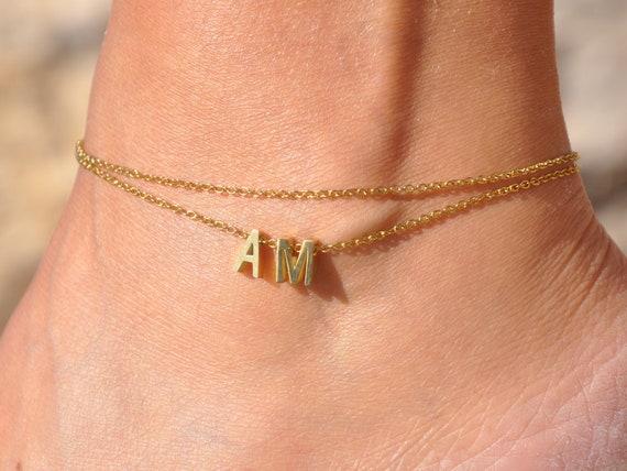 Amazon.com: Jewenova Personalized Name Anklet Bracelet for Women, 18K Gold  Plated Custom Name Ankle Bracelet: Clothing, Shoes & Jewelry