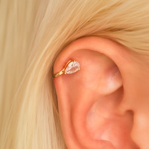 Diamond Ear Cuff • No Piercing Required • Everyday Cartilage Earcuff Earring • 18K Gold Vermeil or Sterling Silver