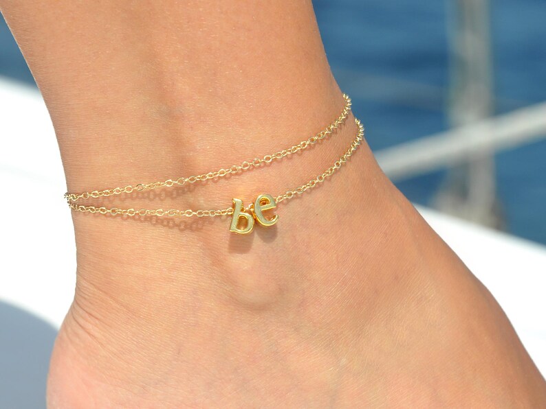 Anklet bracelet gold with initials Clearance