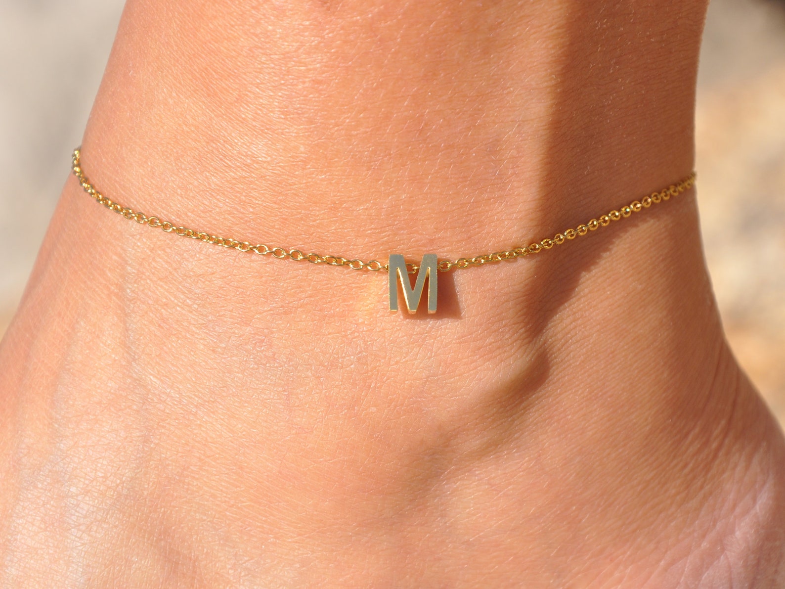 Initial A Anklet Letter A Anklet Gold Initial Anklet Etsy