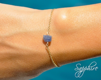 Sapphire Bracelet | Personalized Blue Sapphire Bracelet, Gold Birthday Gift, September Birthstone Jewelry Gift for Her