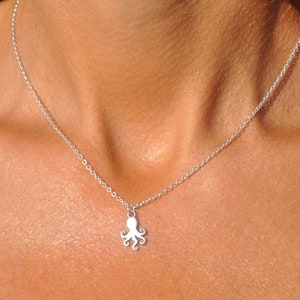Silver Octopus Necklace | Personalized Silver Tiny Octopus Necklace, Ocean Necklace, Sea Life Necklace, Beach Necklace, Gift for Her