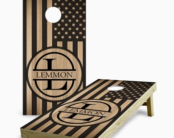 Personalized Cornhole Set, American Flag Cornhole Boards, Custom Corn Hole Game, Bean Bag Lawn Game Boards, Patriotic Cornhole Boards