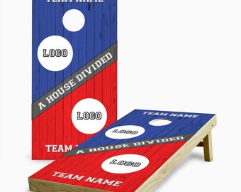 Sports House Divided Mix and Match with Bags Cornhole Set - Family EST - Custom Cornhole Set - Outdoor Lawn Game  - Quality Cornhole - NFL