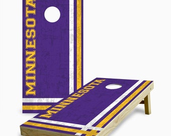 Minnesota Football Team Cornhole Set with Bags - Custom Cornhole Game - Outdoor Game - Pro Football - NFL Cornhole