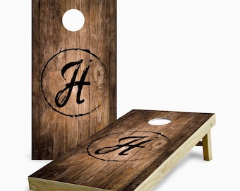 Monogram Cornhole Boards, Custom Cornhole Set, Bean Bag Toss Boards, Initial Wedding Cornhole, Rustic Lawn Game, Corn Hole Board Custom